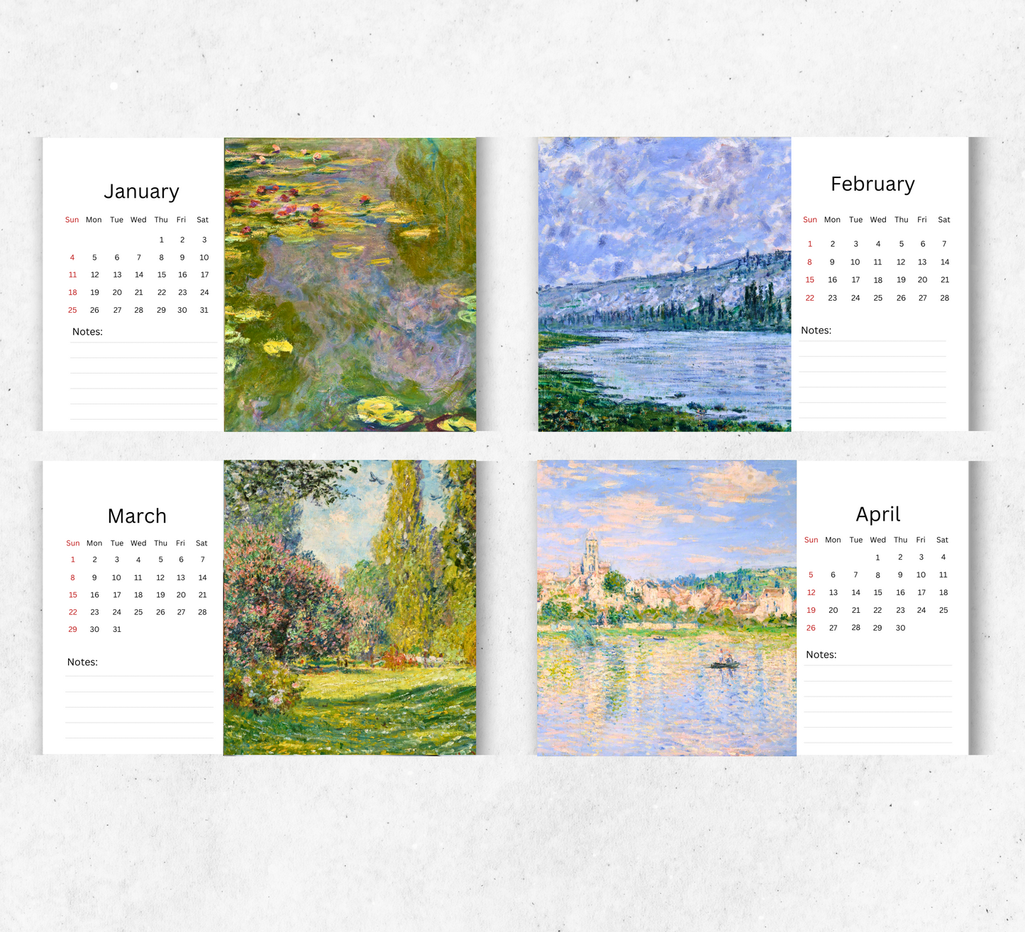 Monet Desk Calendar 2026-2027
