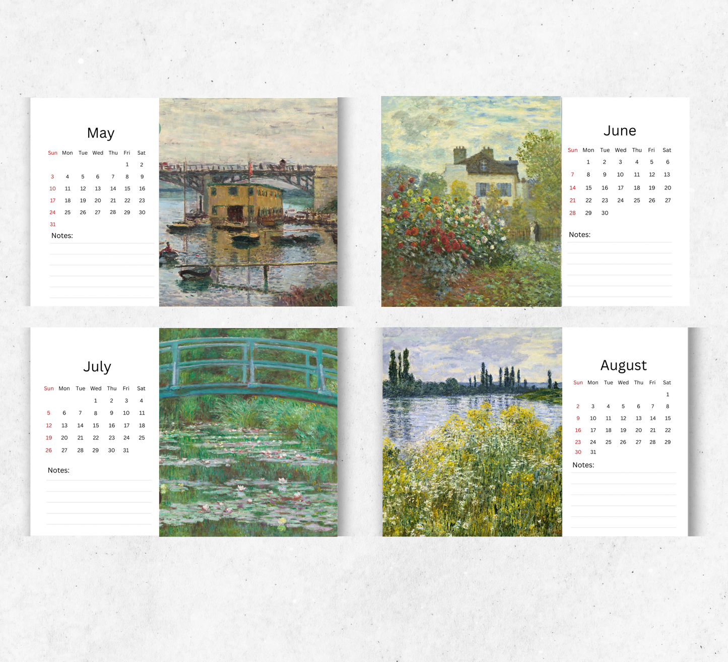 Monet Desk Calendar 2026-2027