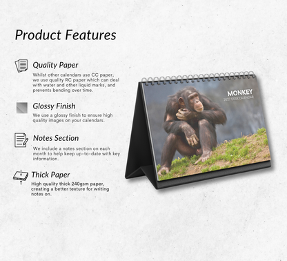 Monkey Desk Calendar 2027-2028