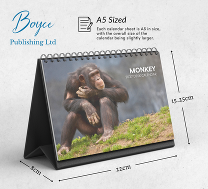 Monkey Desk Calendar 2027-2028