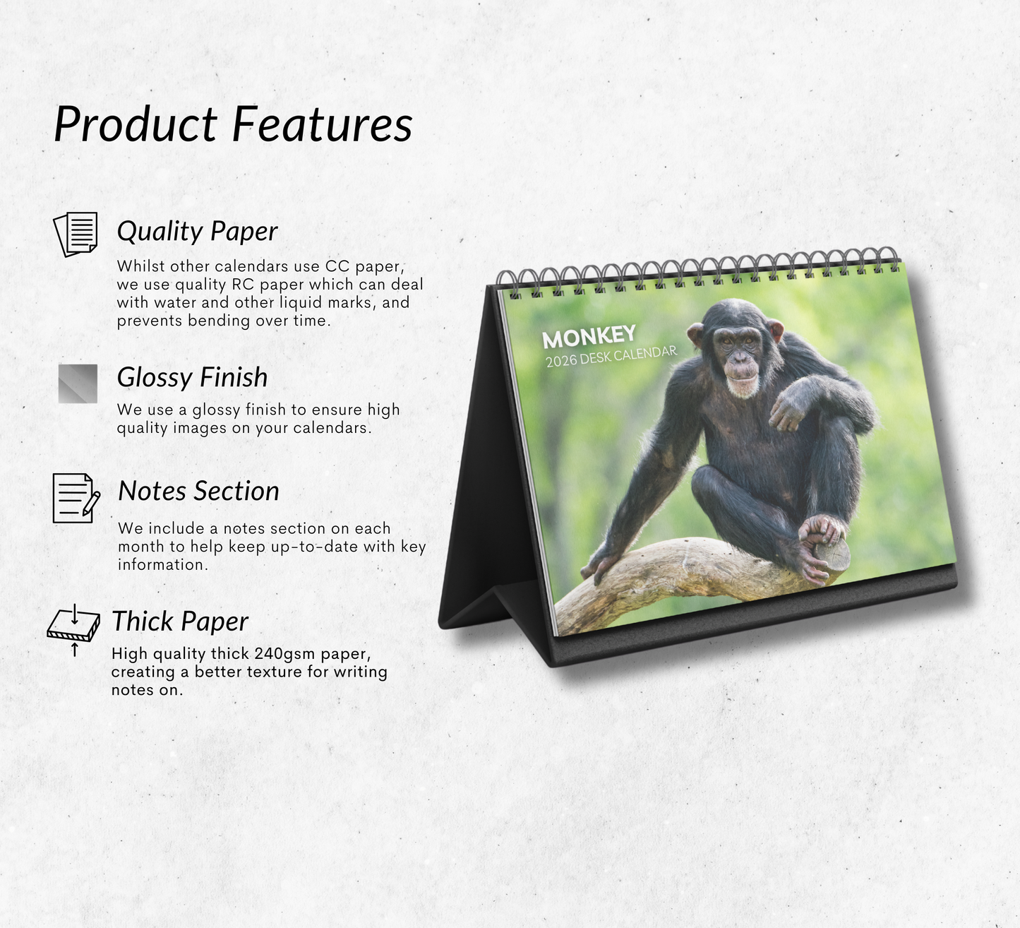 Monkey Desk Calendar 2026-2027