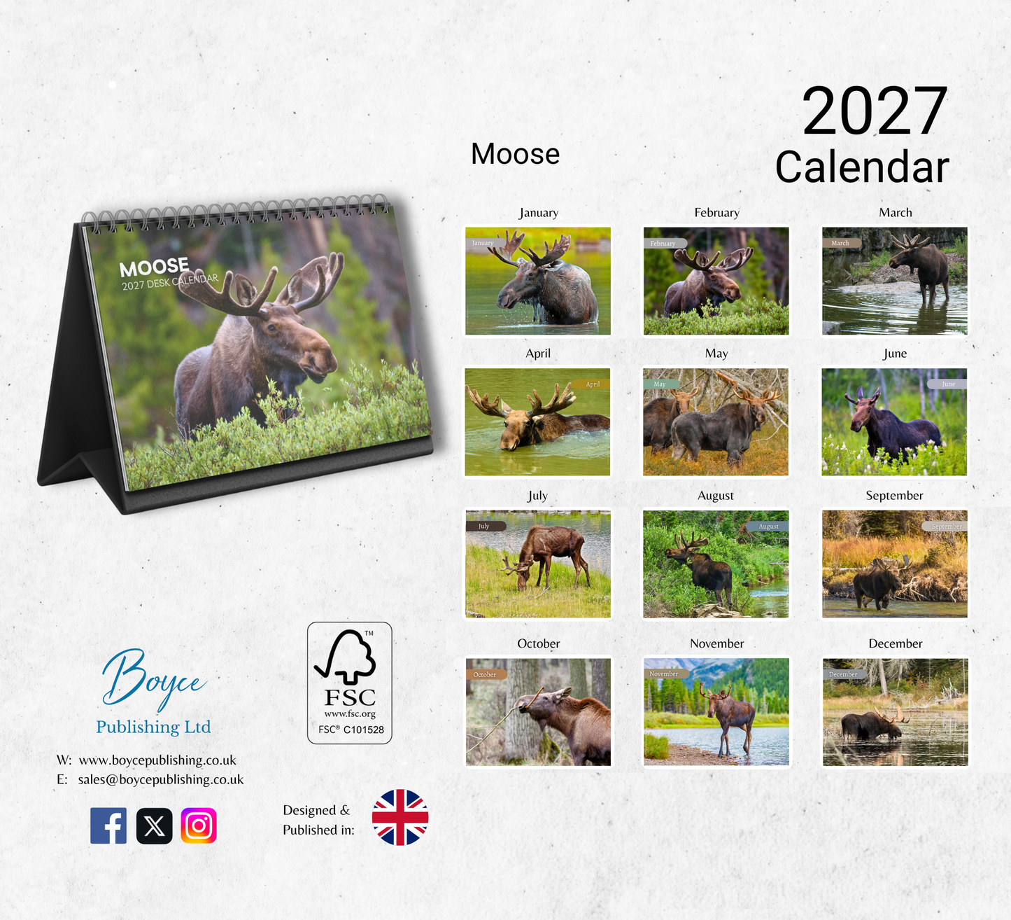 Moose Desk Calendar 2027-2028