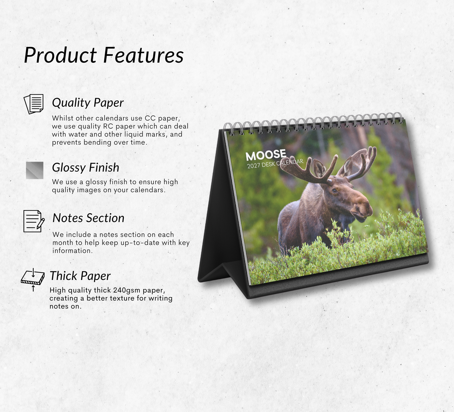 Moose Desk Calendar 2027-2028
