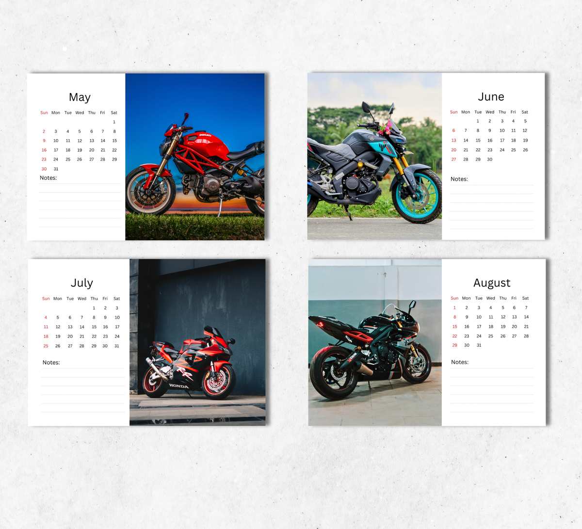 Motorbikes Desk Calendar 2027-2028