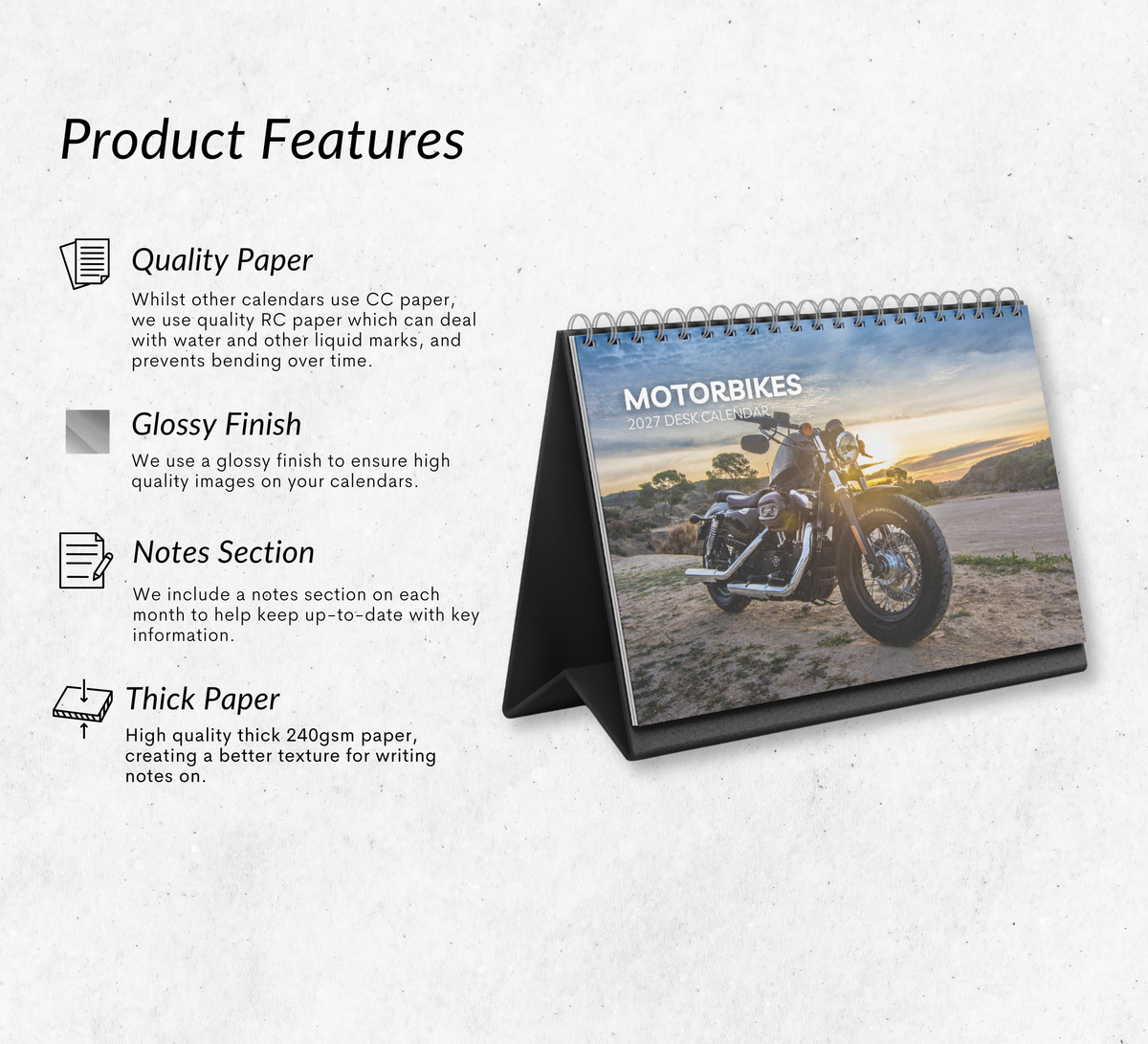 Motorbikes Desk Calendar 2027-2028
