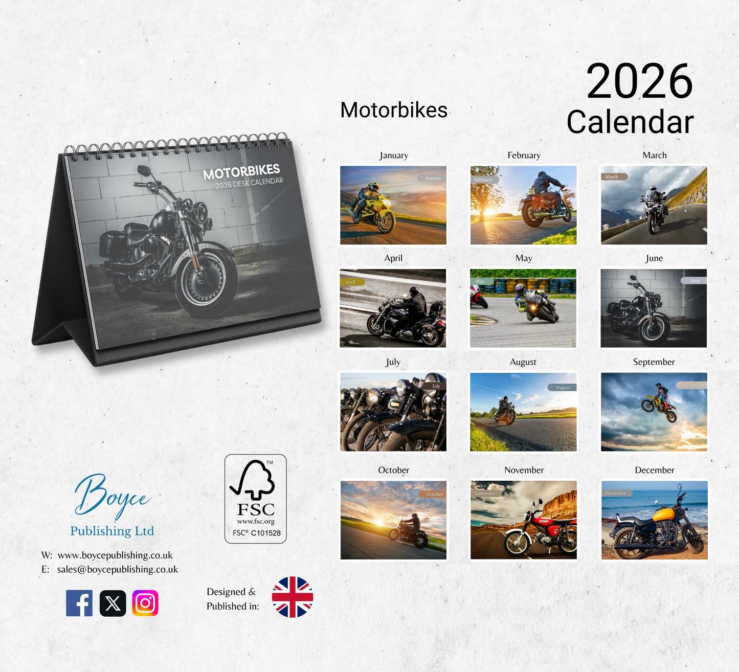 Motorbikes Desk Calendar 2026-2027