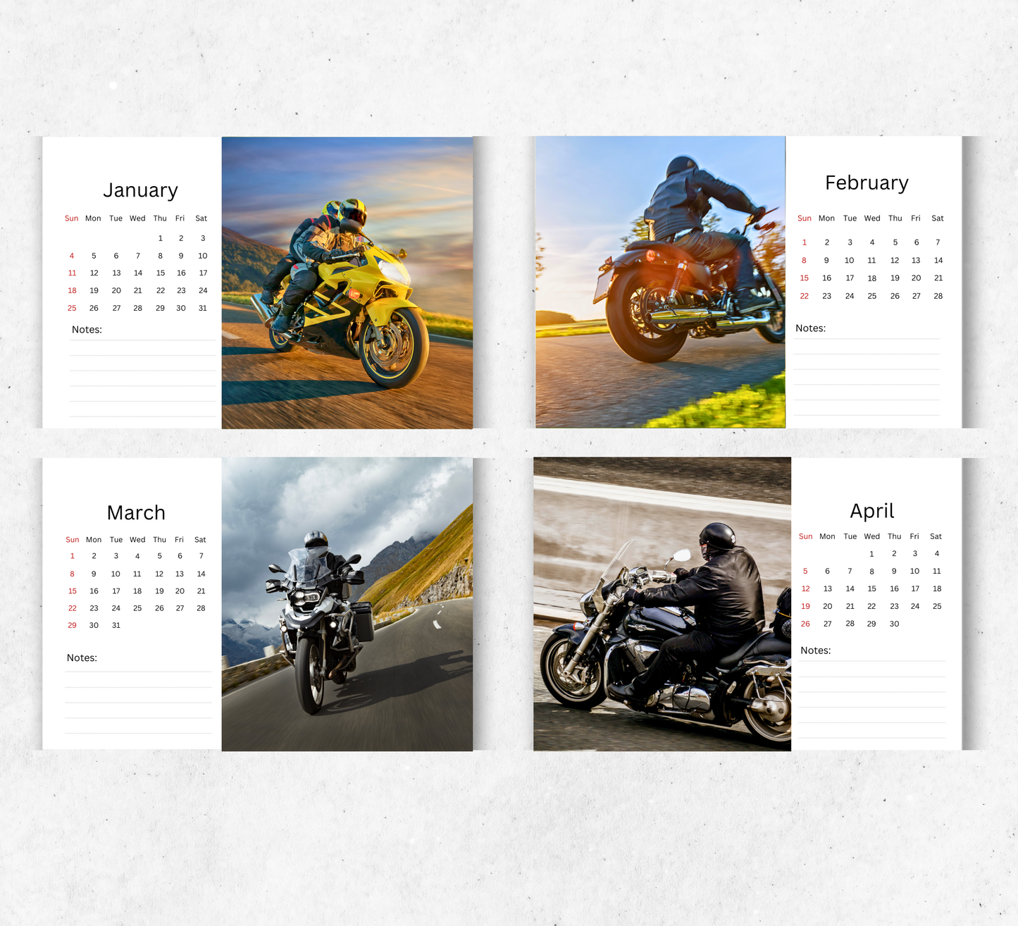 Motorbikes Desk Calendar 2026-2027