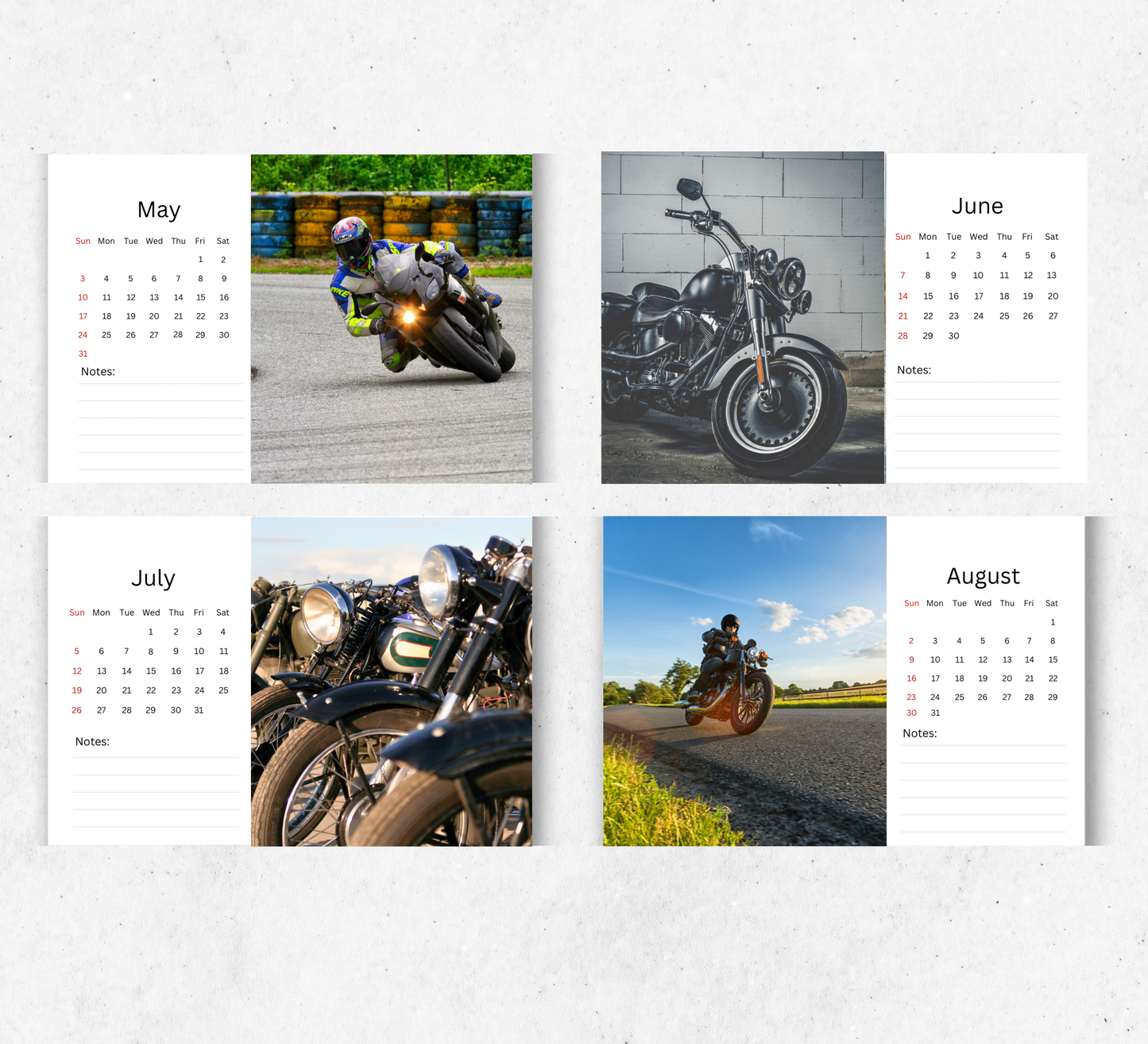 Motorbikes Desk Calendar 2026-2027