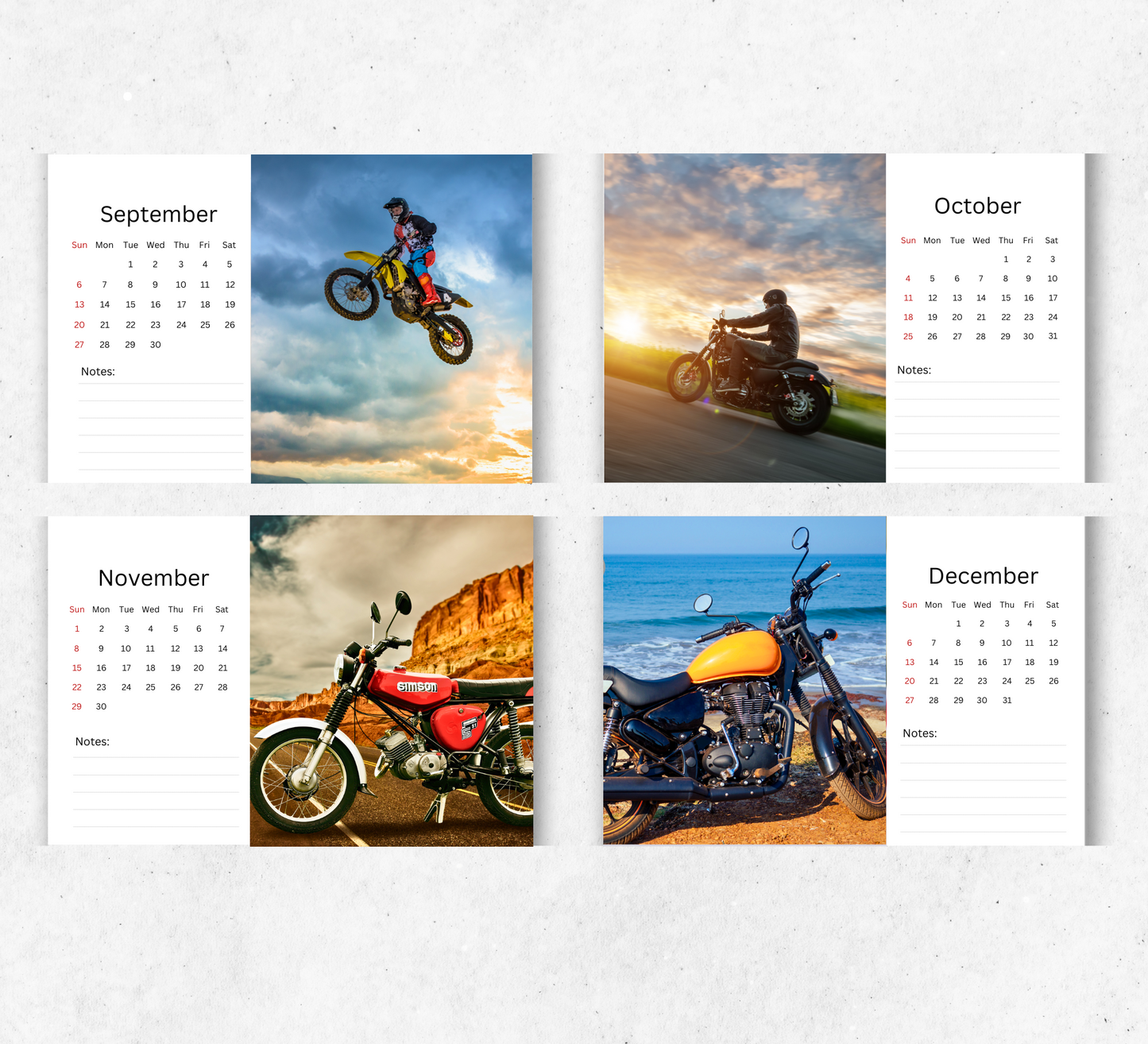 Motorbikes Desk Calendar 2026-2027