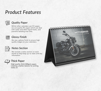 Motorbikes Desk Calendar 2026-2027