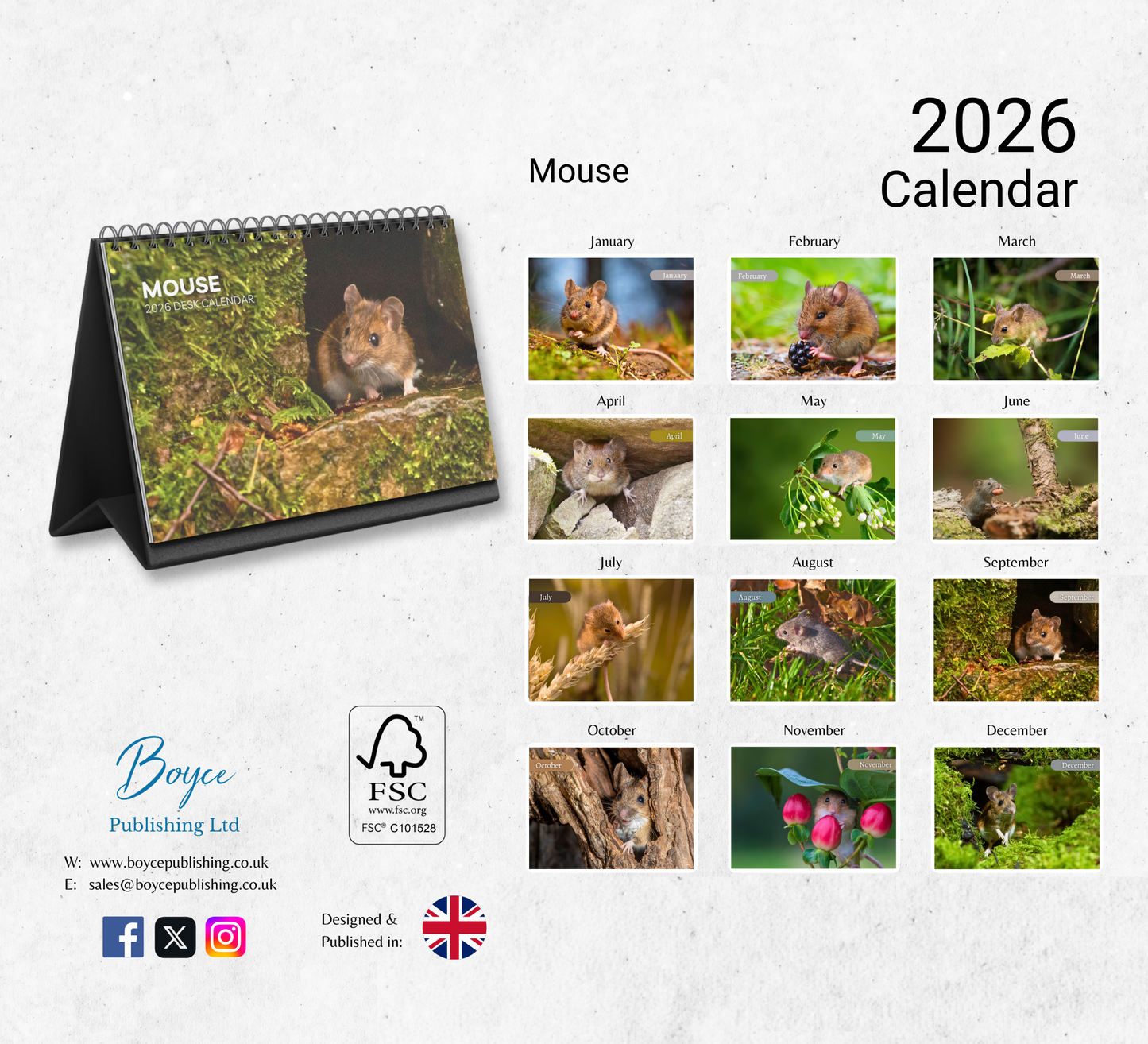 Mouse Desk Calendar 2026-2027
