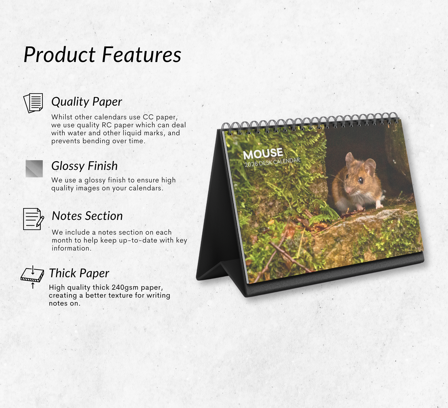 Mouse Desk Calendar 2026-2027