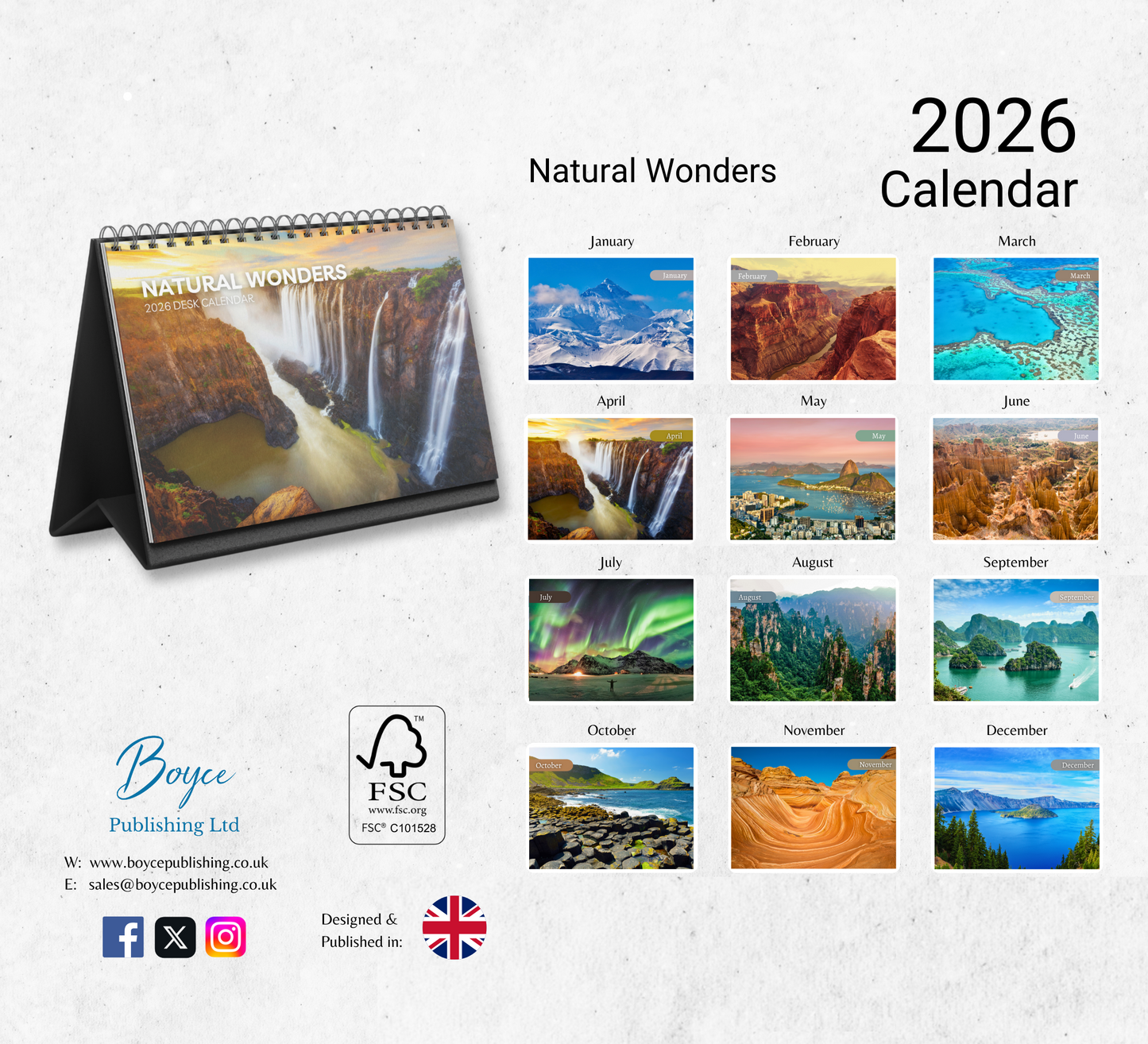 Natural Wonders Desk Calendar 2026-2027