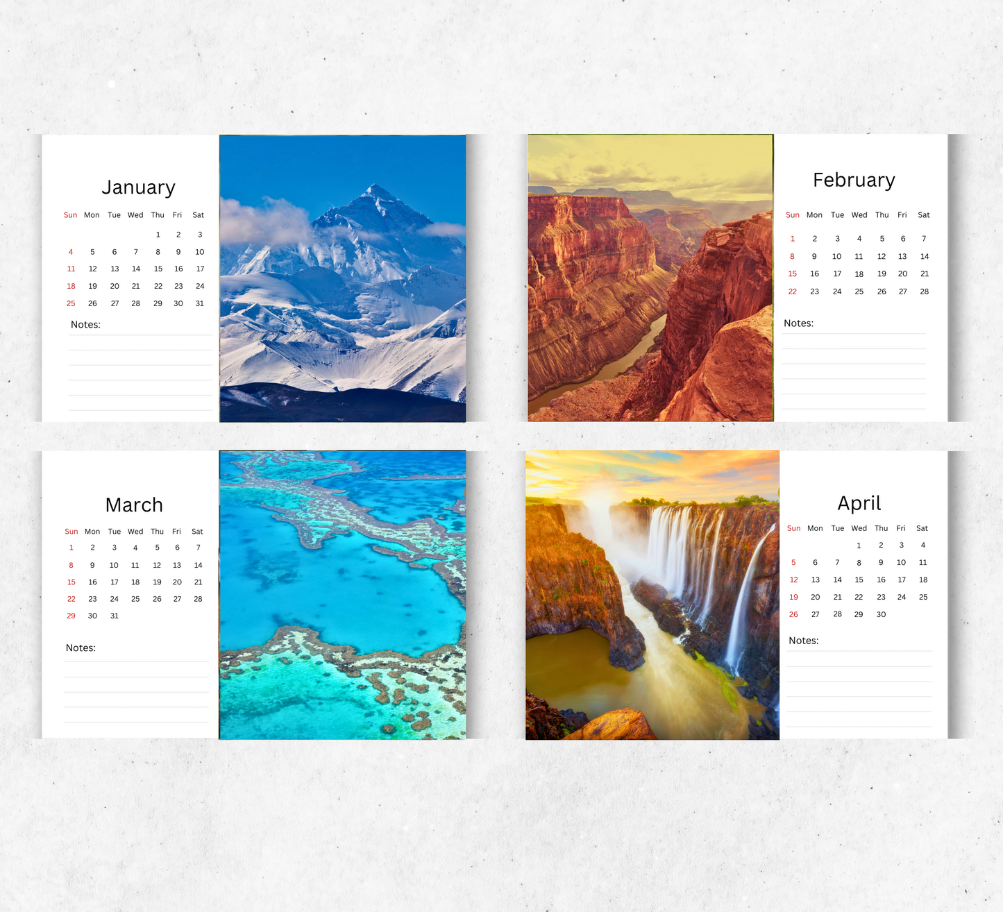 Natural Wonders Desk Calendar 2026-2027
