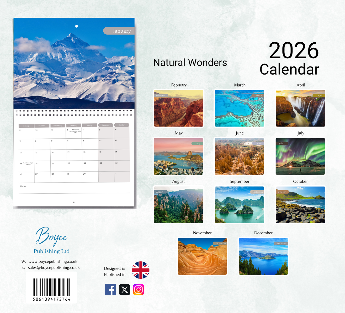 Natural Wonders Calendar 2026