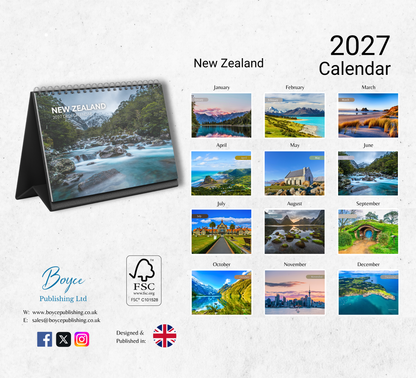 New Zealand Desk Calendar 2027-2028