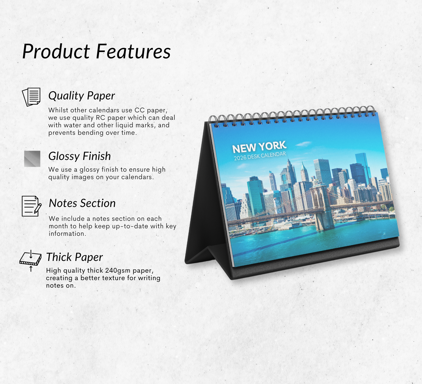 New York Desk Calendar 2026-2027
