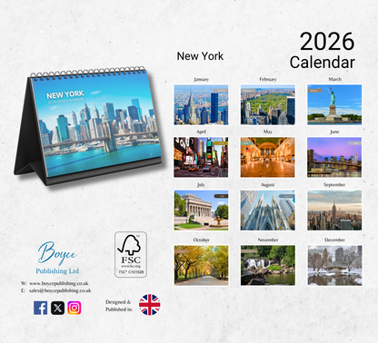 New York Desk Calendar 2026-2027
