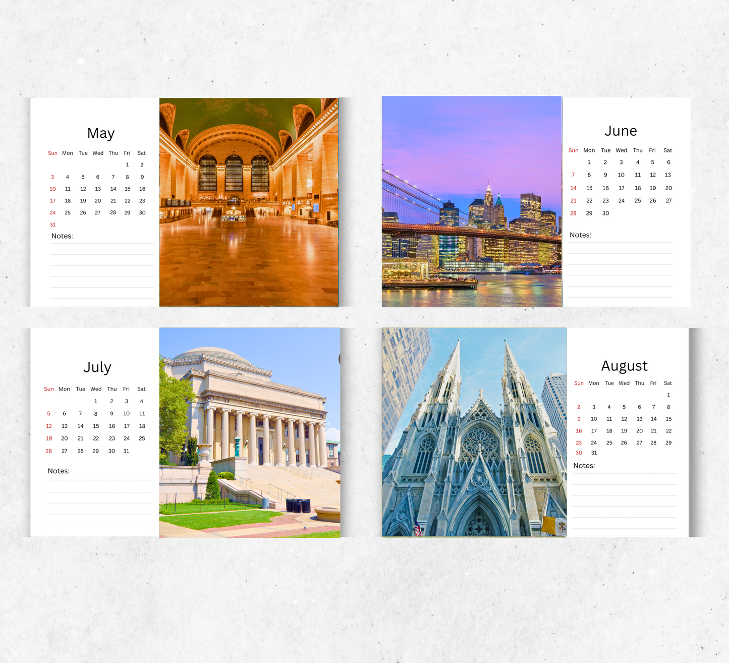 New York Desk Calendar 2026-2027
