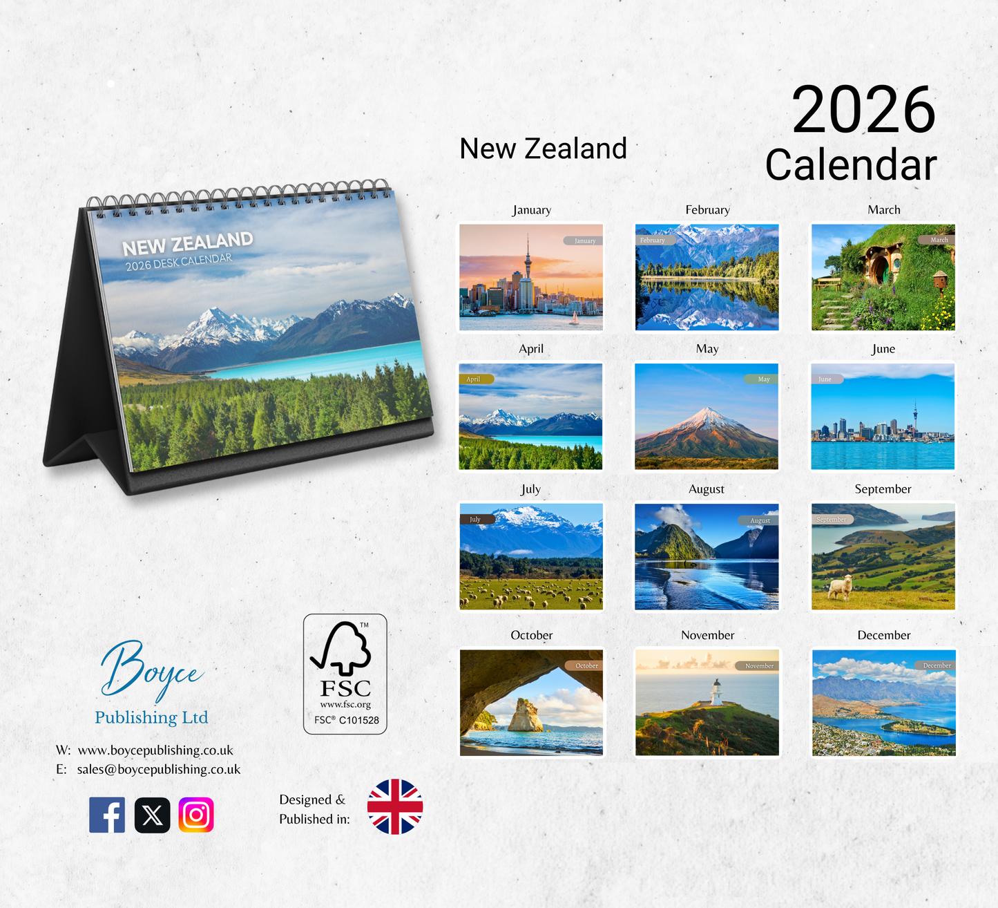 New Zealand Desk Calendar 2026-2027