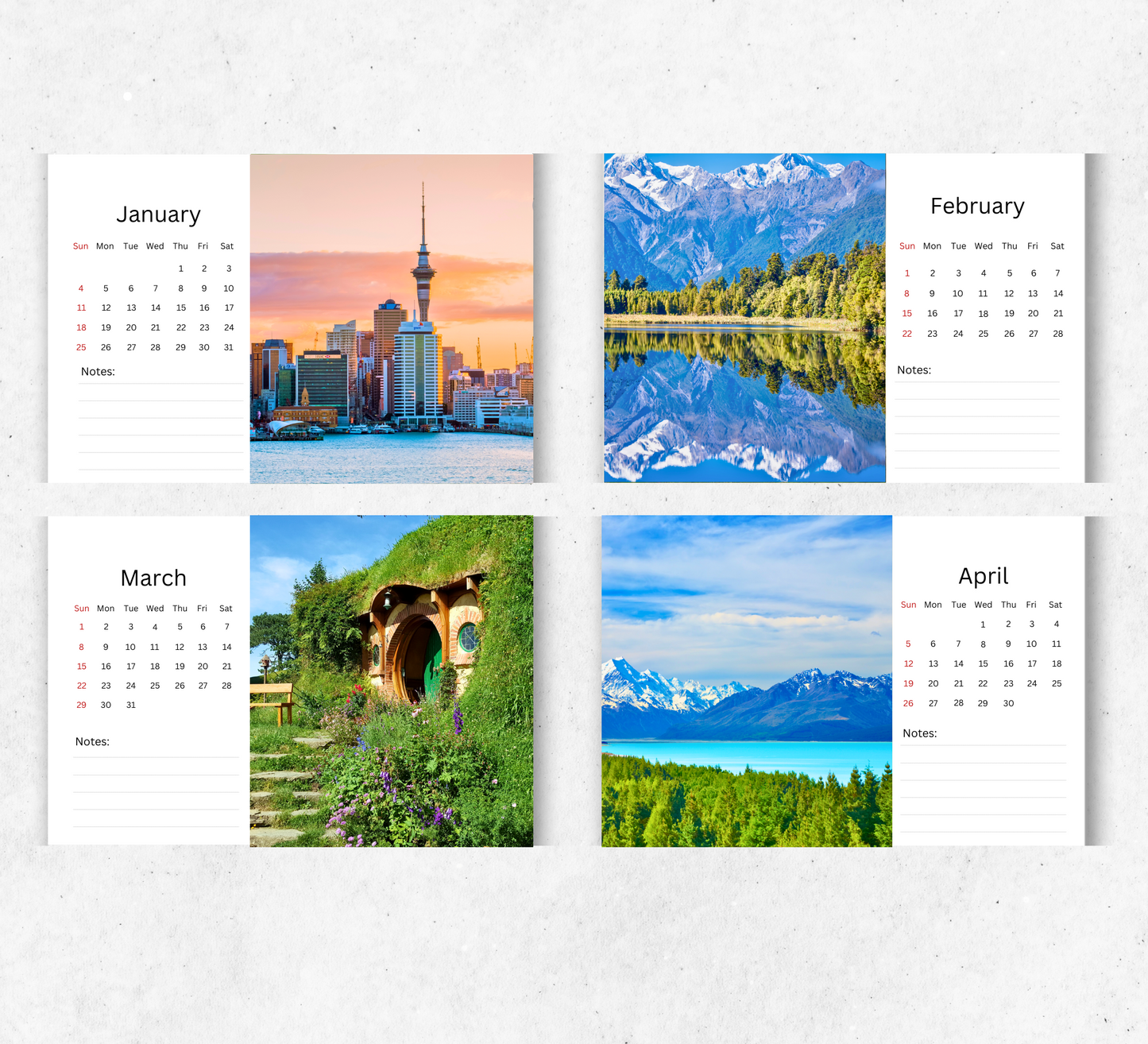 New Zealand Desk Calendar 2026-2027