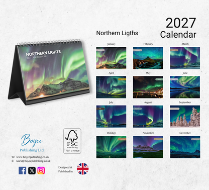 Northern Lights Desk Calendar 2027-2028