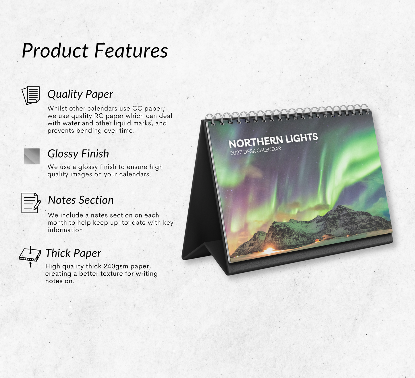 Northern Lights Desk Calendar 2027-2028