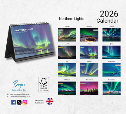 Northern Lights Desk Calendar 2026-2027