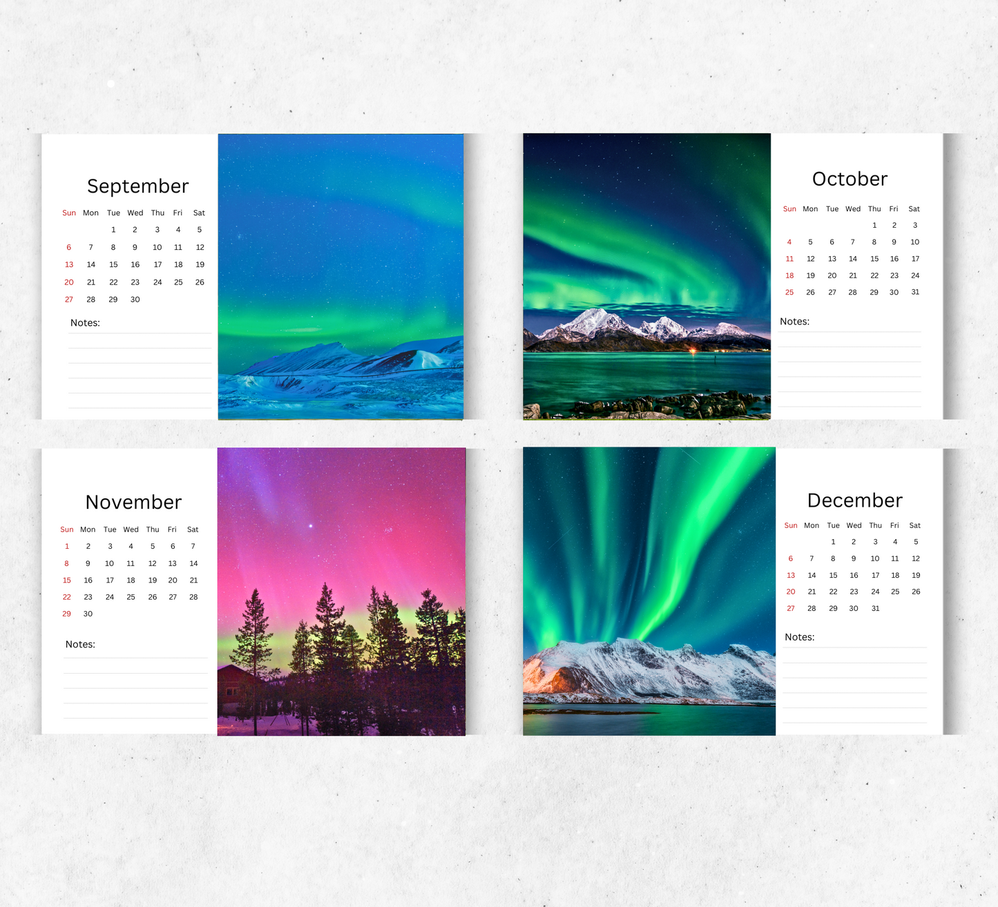 Northern Lights Desk Calendar 2026-2027