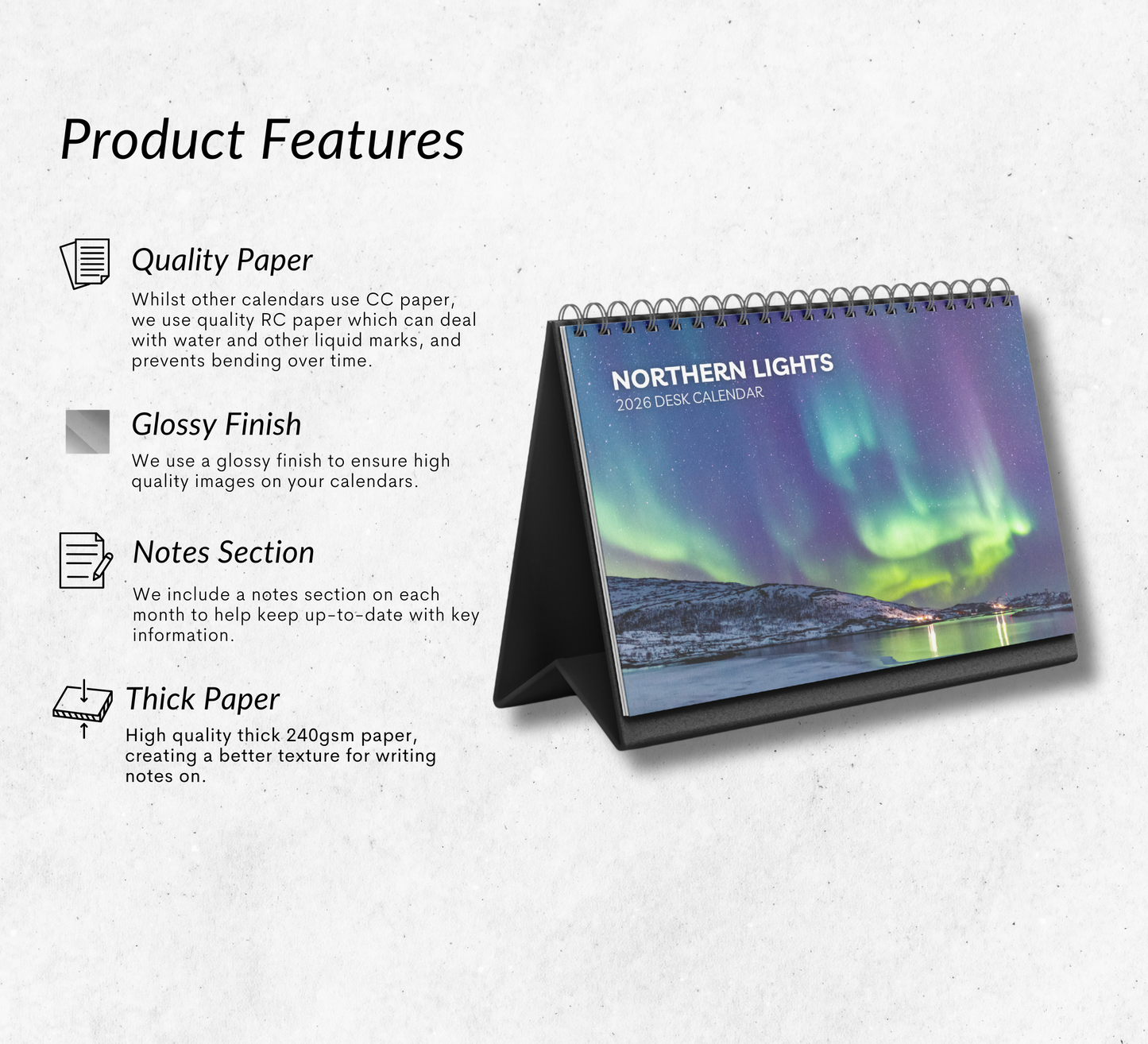Northern Lights Desk Calendar 2026-2027