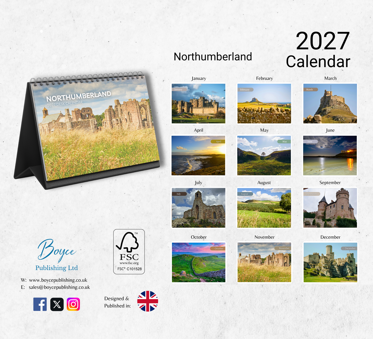 Northumberland Desk Calendar 2027-2028