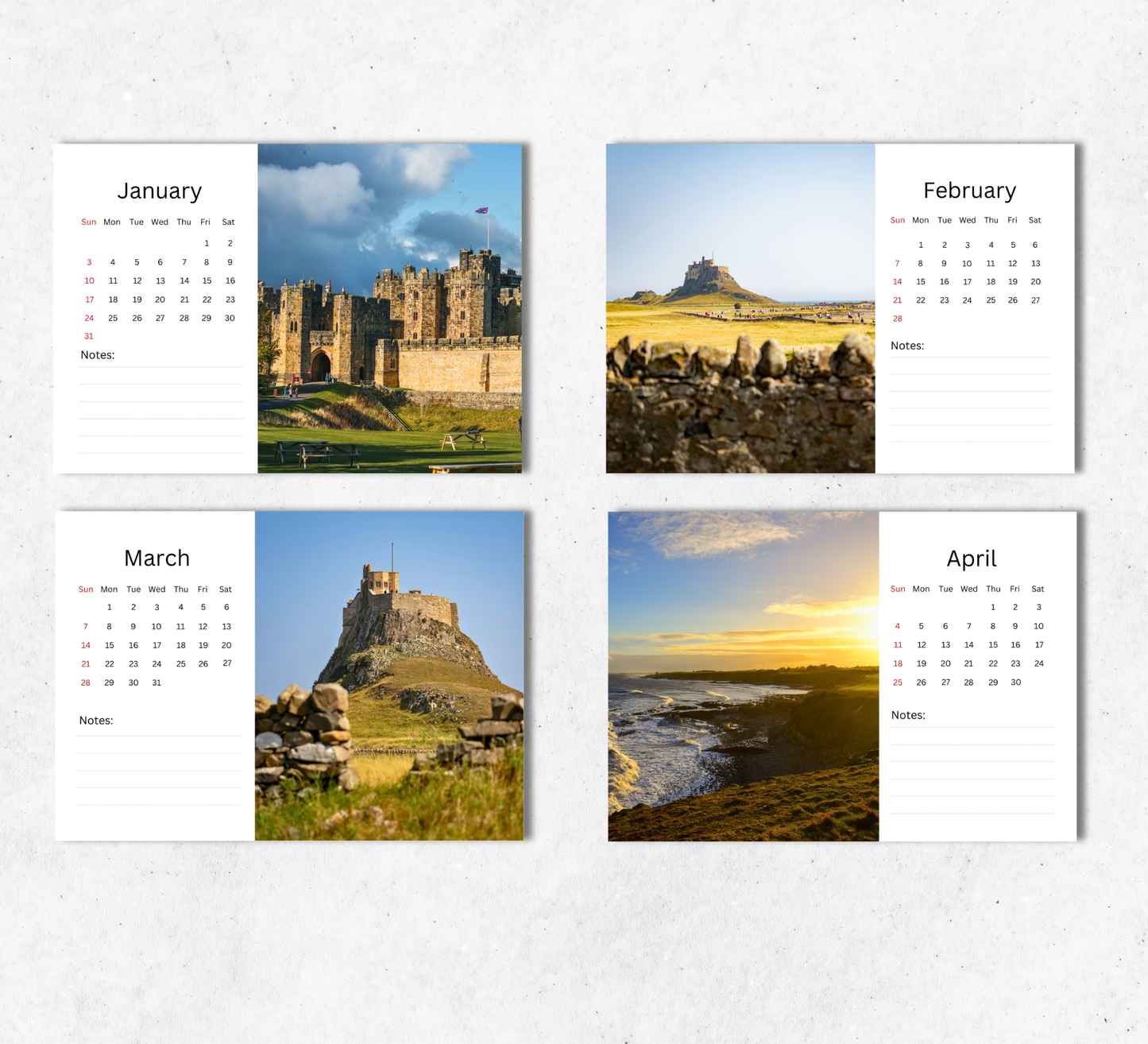 Northumberland Desk Calendar 2027-2028
