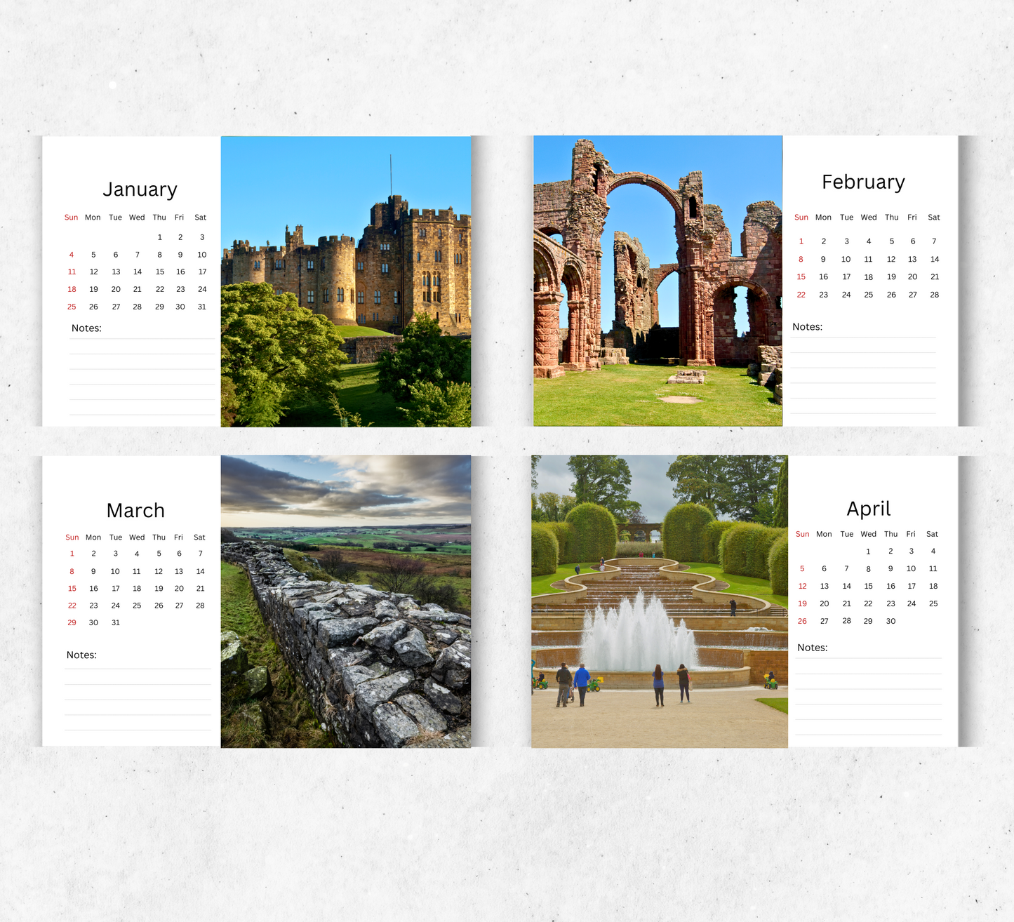 Northumberland Desk Calendar 2026-2027