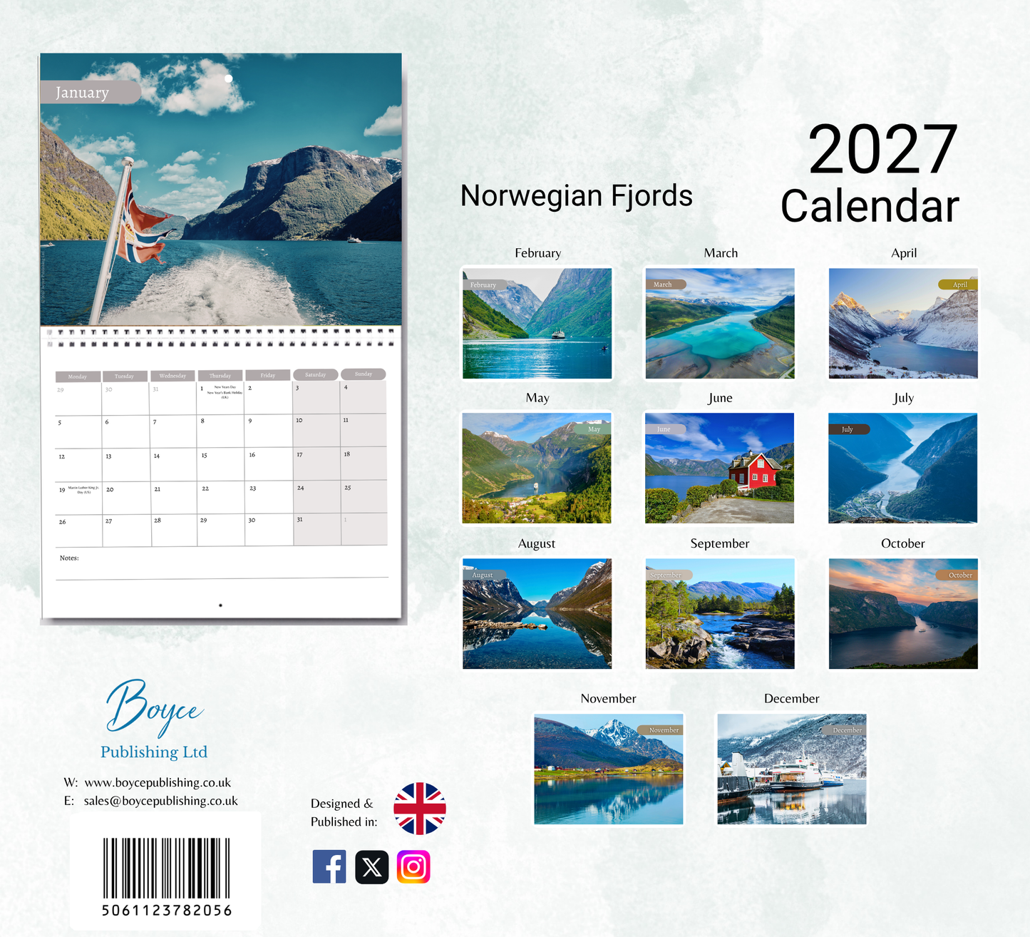 Norwegian Fjords Calendar 2027