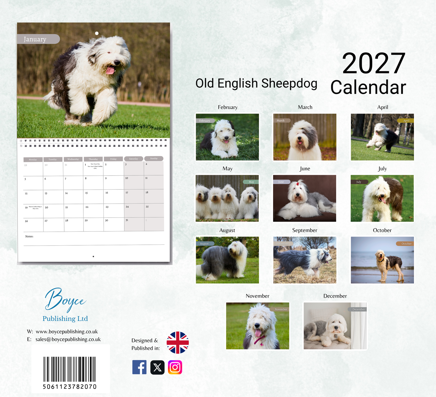 Old English Sheepdog Calendar 2027