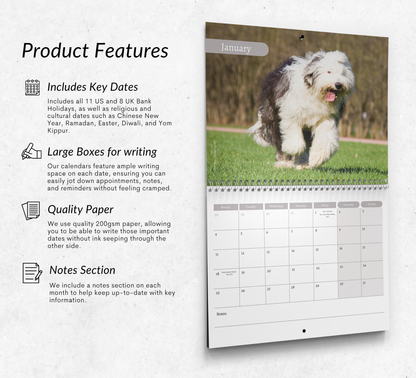 Old English Sheepdog Calendar 2027