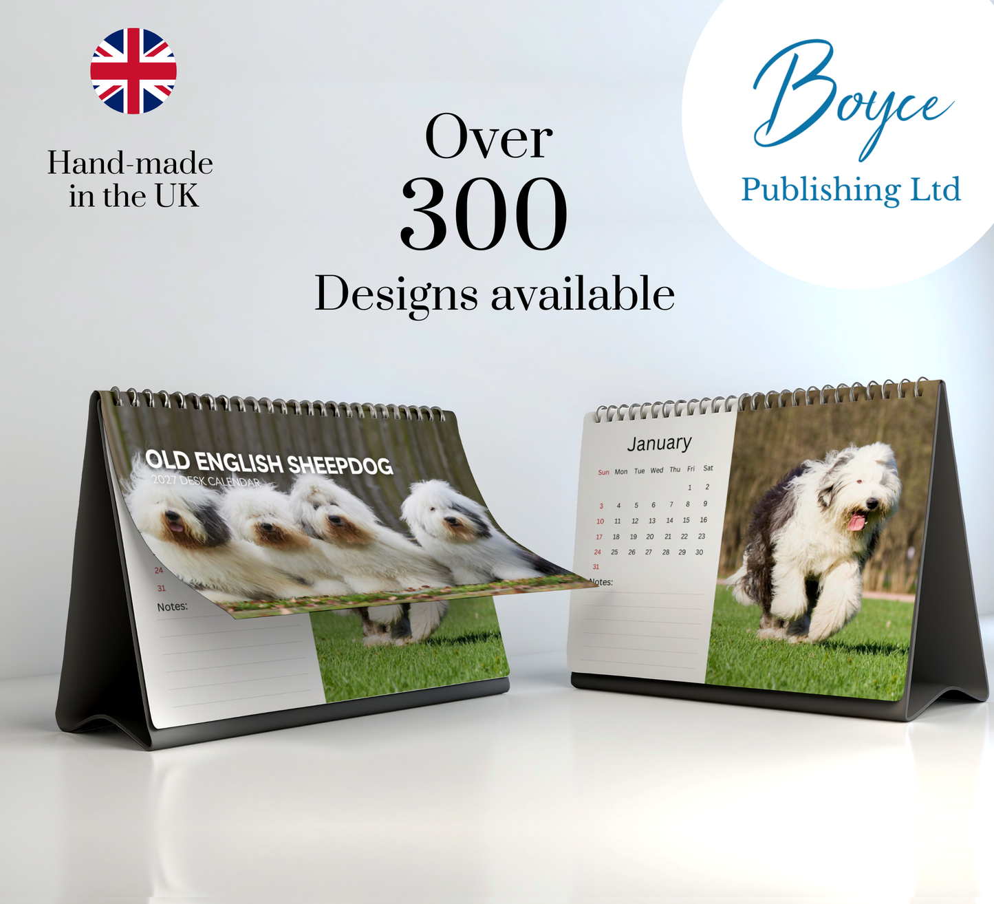 Old English Sheepdog Desk Calendar 2027-2028