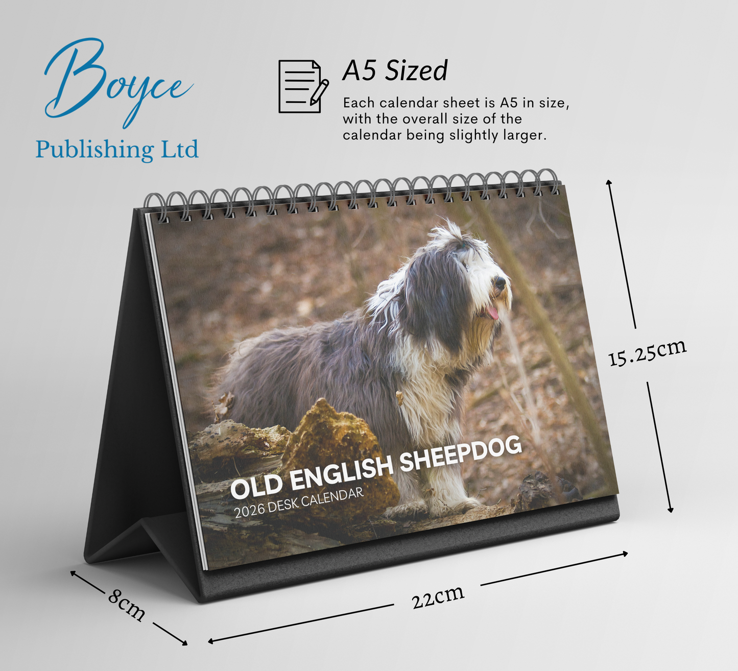 Old English Sheepdog Desk Calendar 2026-2027
