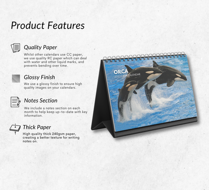 Orca Desk Calendar 2027-2028