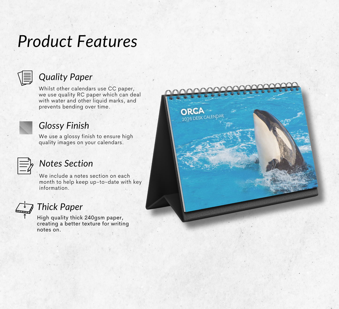 Orca Desk Calendar 2026-2027