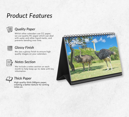Ostrich Desk Calendar 2026-2027