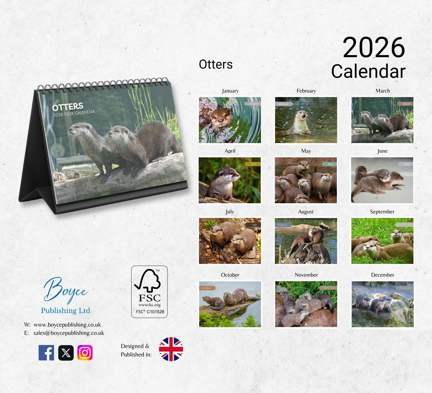 Otter Desk Calendar 2026-2027