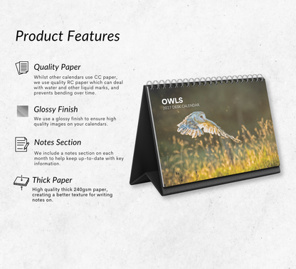 Owl Desk Calendar 2027-2028