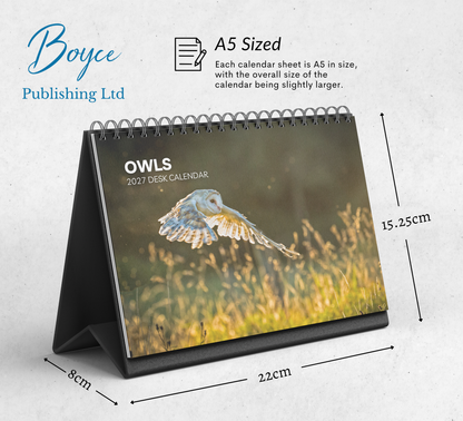 Owl Desk Calendar 2027-2028