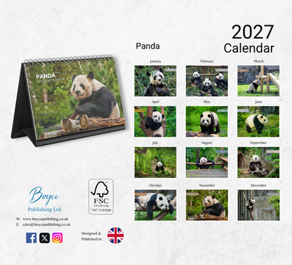 Panda Desk Calendar 2027-2028