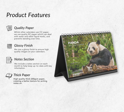 Panda Desk Calendar 2027-2028