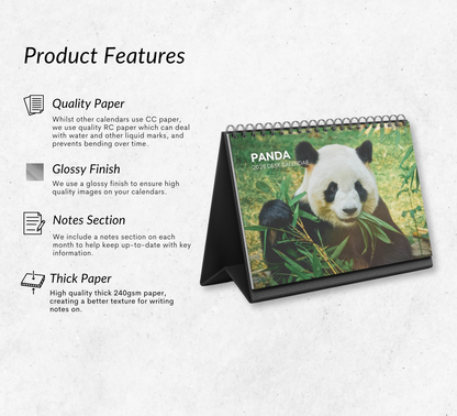 Panda Desk Calendar 2026-2027