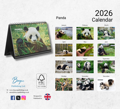Panda Desk Calendar 2026-2027
