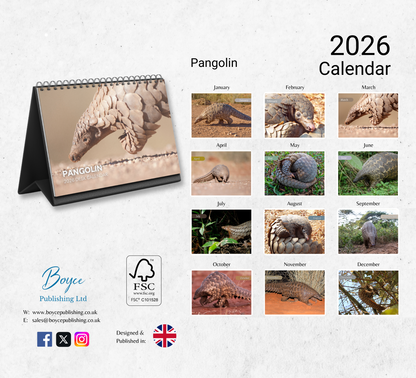Pangolin Desk Calendar 2026-2027