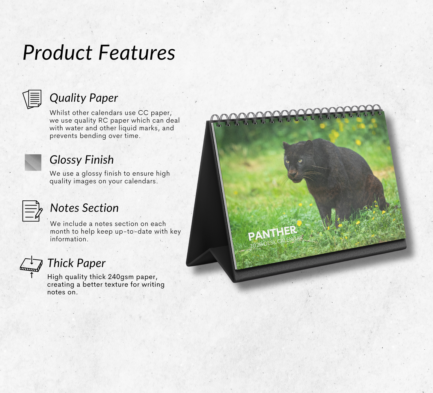 Panther Desk Calendar 2026-2027